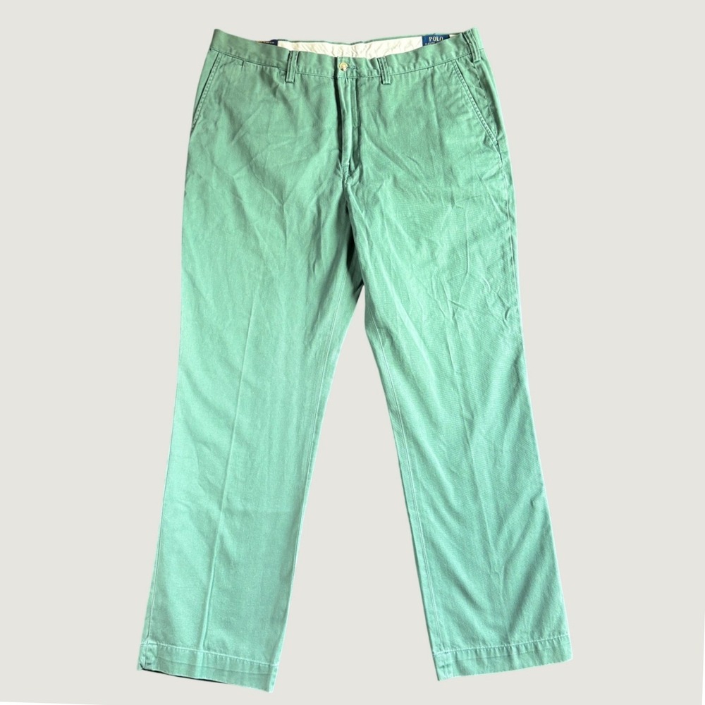 $85 Polo Ralph Lauren Mens Chino Pants 38x32 Green Cotton Classic Fit Polo Chino